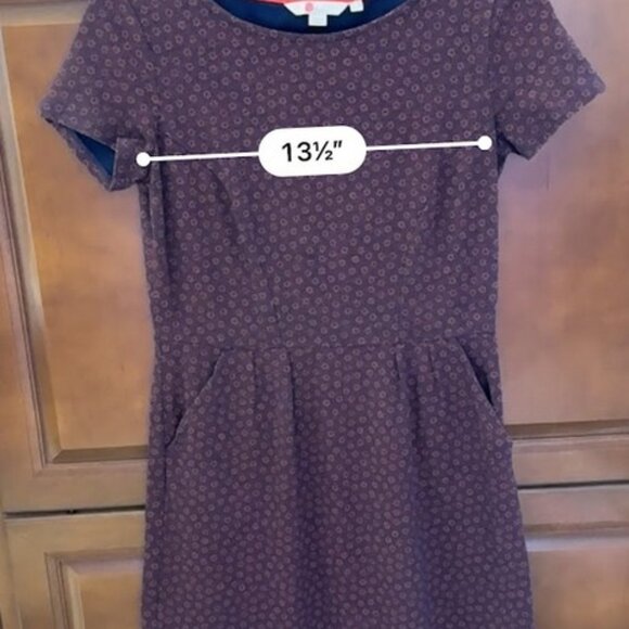 Boden Fit & Flare Dress 8P — Navy/Red Microfloral Print - Picture 7 of 7